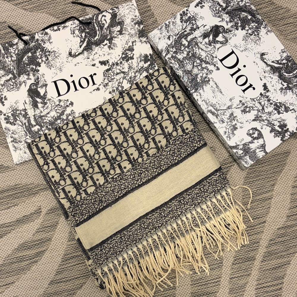 Dior Monogram Black and Cream Scarf